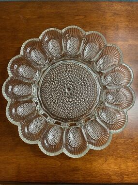 Vintage Indiana Glass Hobnail Deviled Egg Plate Clear 15 Slot Easter Mid Century